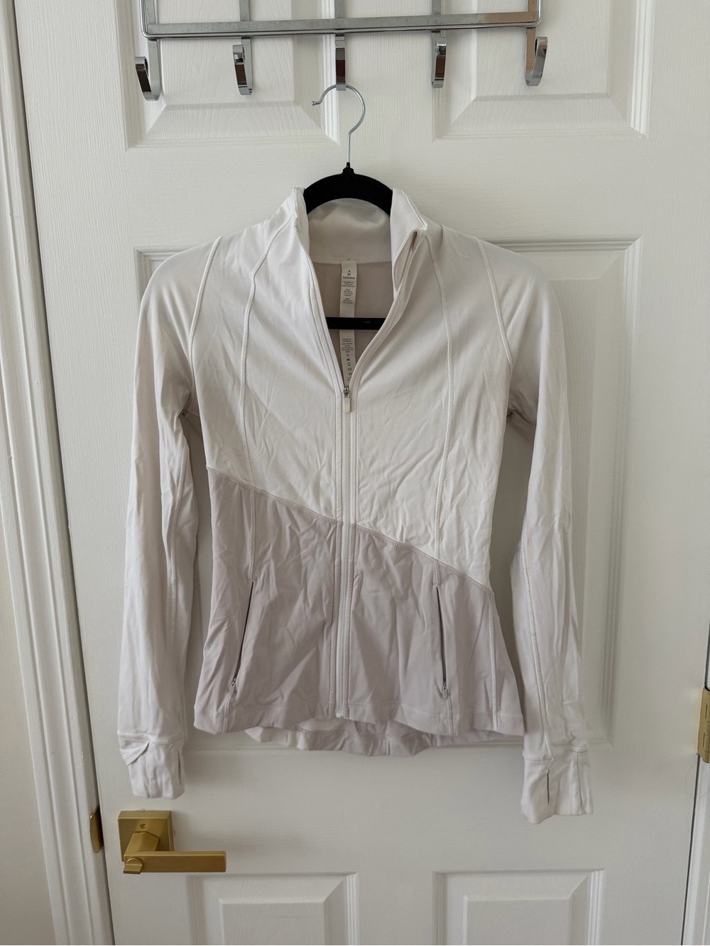 lululemon athletica Two-Tone White and Light Gray Full-Zip Utility Jacket